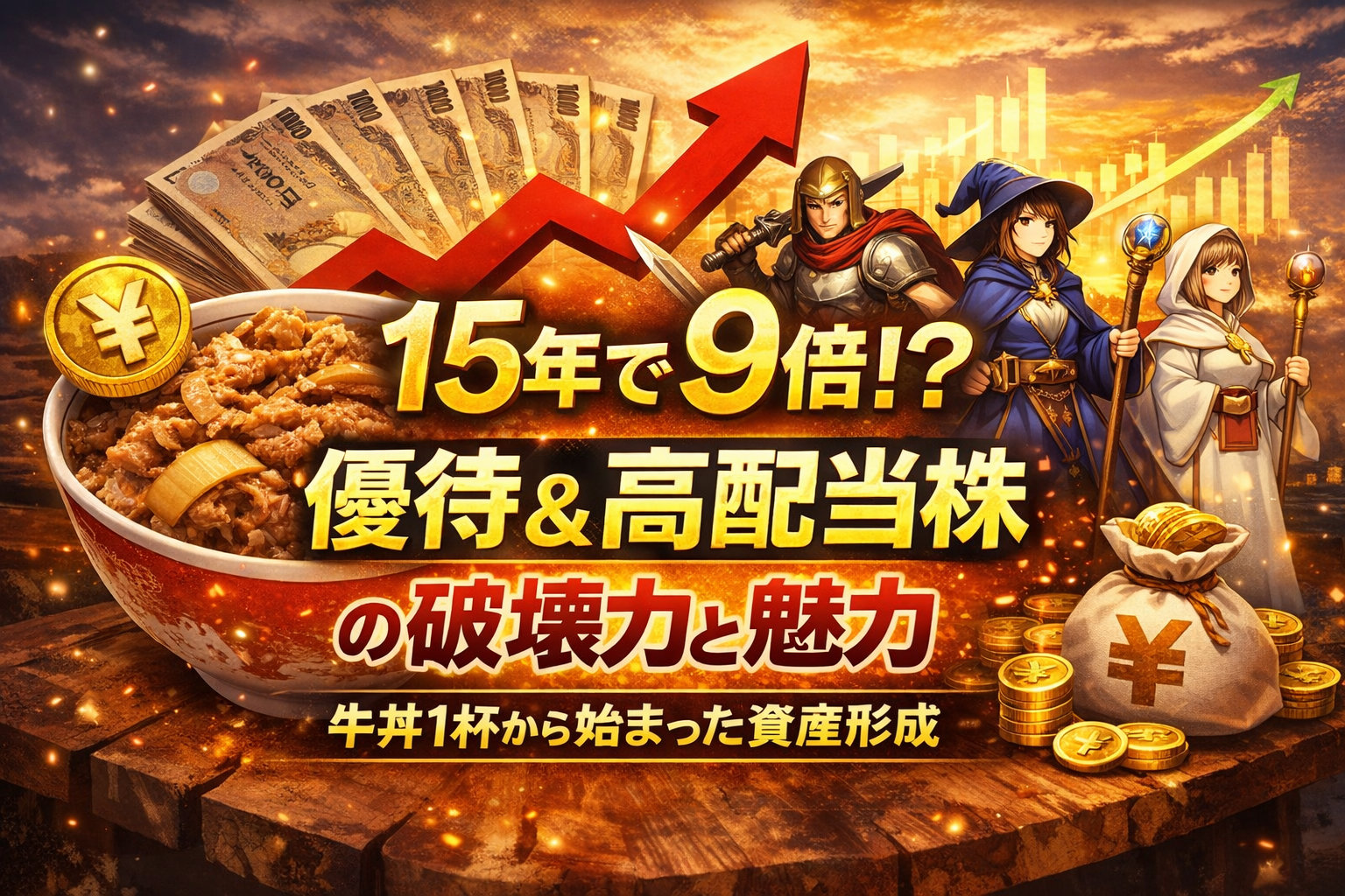 牛丼1杯から始めた投資が15年で9倍に。優待・高配当株の破壊力と魅力