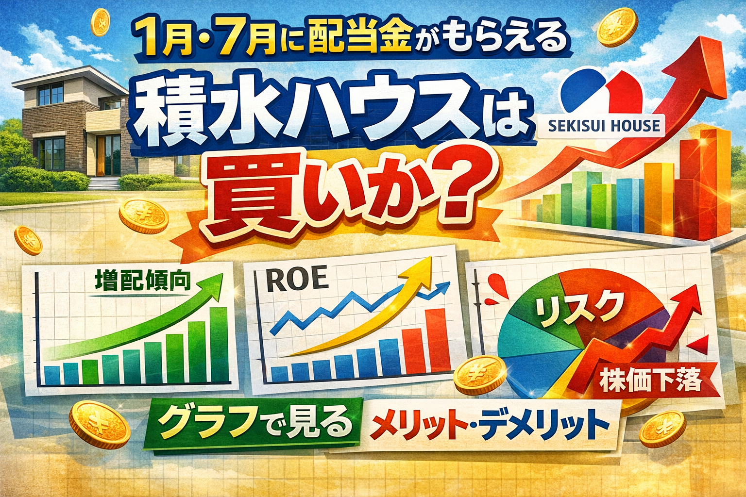 1月・7月に権利確定して配当金がもらえる積水ハウスは買いか？グラフで見るメリット・デメリット