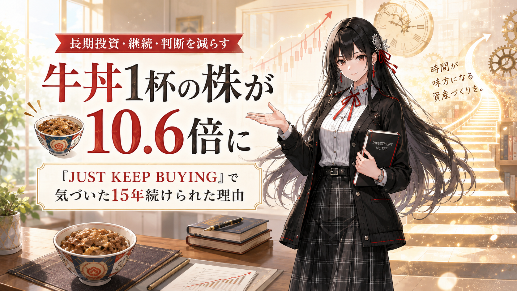 牛丼1杯の株が10.6倍に｜『JUST KEEP BUYING』で気づいた15年続けられた理由